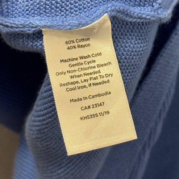 Talbots Sweater Sz XL Ribbed Blue Cotton Rayon Sweater Long Sleeve Pullover - Picture 7 of 11